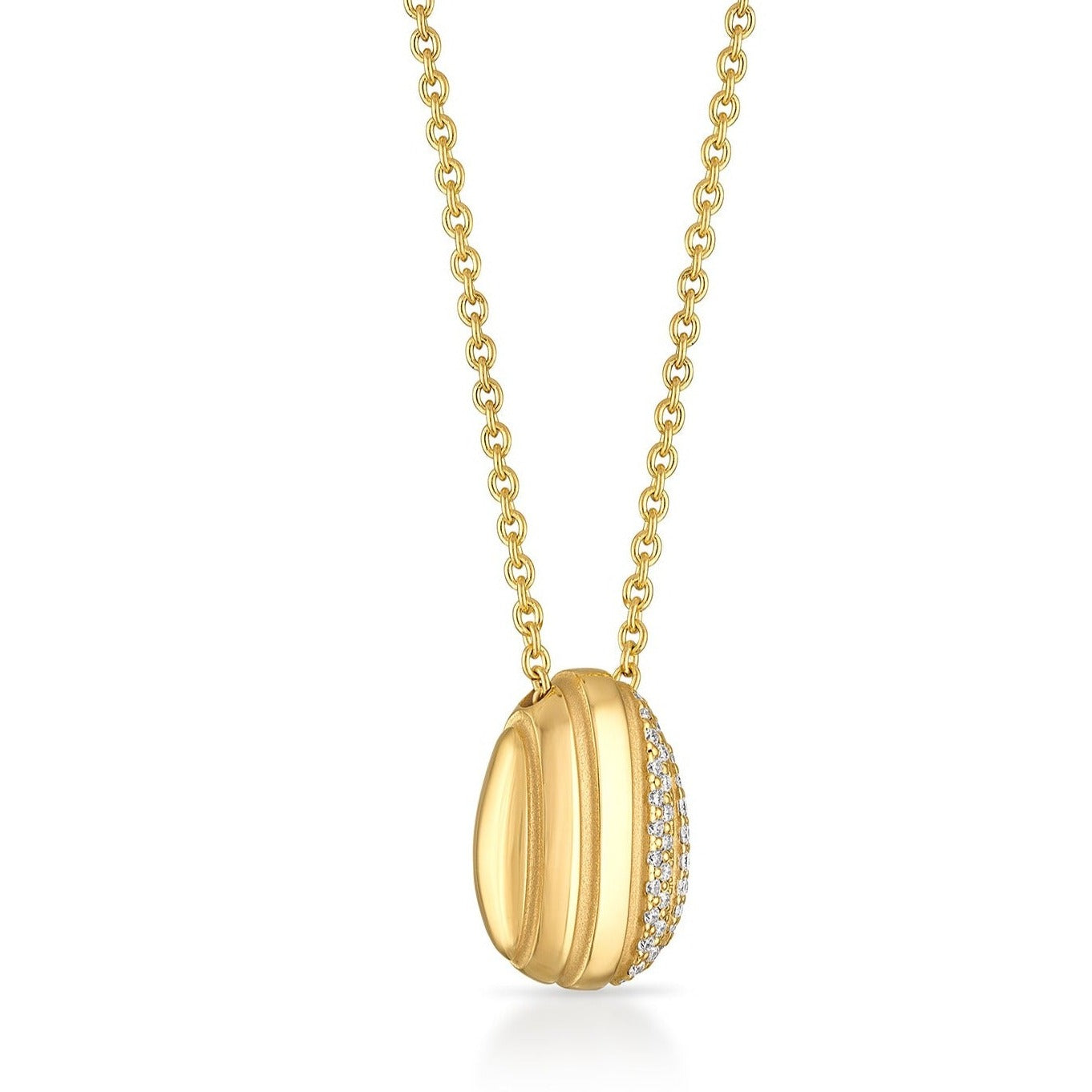 Eos Egg Necklace with Diamonds | 18K Yellow Gold Fine