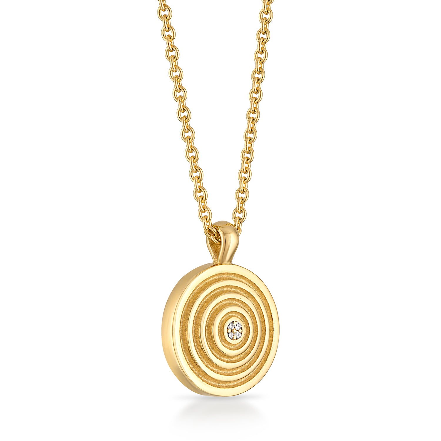 Olo Round Pendant Necklace | 18K Yellow Gold Fine Jewelry – Pamela